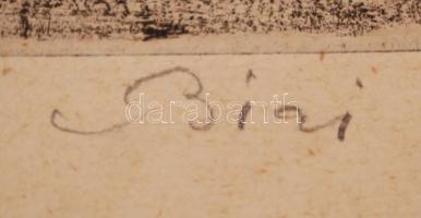 Biai-Főglein István (1905-1974): Folyópart. Rézkarc, papír, jelzett, 24×30 cm