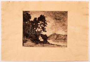 Biai-Főglein István (1905-1974): Folyópart. Rézkarc, papír, jelzett, 24×30 cm