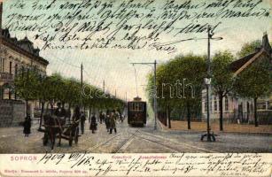 Sopron, Kossuth út, villamos; kiadja Kummert L. utóda (RB)