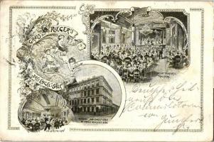 1899 Vienna, Wien IV. Riegler&#039;s &quot;Drei Engel-Sale&quot;, Concert, Theater und Tanz-Saal / salon, interior, concert, theatre and dance hall; Grosse Neugasse No. 36. floral, Art Nouveau (EK)