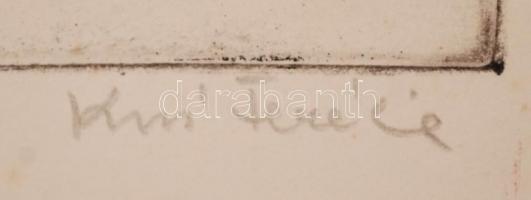 Kiss Terézia (1928-): Óbuda. Rézkarc, karton, jelzett, 24×29 cm