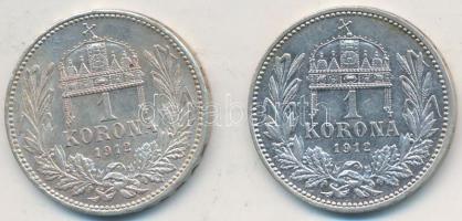 1912KB 1K Ag "Ferenc József" (2x) T:2