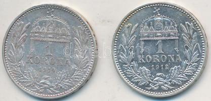 1912KB 1K Ag "Ferenc József" (2x) T:2