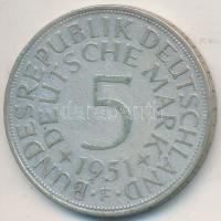NSZK 1951F 5M Ag T:2- GFR 1951F 5 Mark Ag C:VF Krause KM112.1
