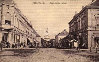 Belovár, Bjelovar, Zagrebacka ulica; Naklada knjizare Edm. Klaric / street, shops