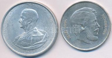 1943. 5P Al "Horthy Miklós születésének 75. évfordulója" + 1947. 5Ft Ag "Kossuth" T:2,2-
