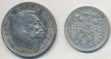 Orosz Birodalom 1886. 5k Ag + Szerbia 1915. 50p Ag "I. Péter" T:2-,2
Russian Empire 1886....
