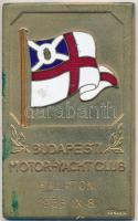 Berán Nándor (1889-1965) 1936. "Budapesti Motor-Yacht Club Balaton 1936.IX.8." aranyozott, zománcozott fém díj plakett, hátlapján "BUDAPEST DÖBRENTEI U. 2." (68x42mm) T:2