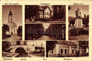 3 db RÉGI magyar városképes lap, vegyes minőség; Veszprém, Tápiószele, Tatabánya / 3 old Hungarian t...