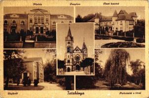 3 db RÉGI magyar városképes lap, vegyes minőség; Veszprém, Tápiószele, Tatabánya / 3 old Hungarian t...