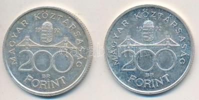 1992. 200Ft Ag "MNB" (2x) T:2,2-