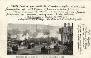 1902 Saint-Pierre, Incendie de la nuit / the great fire, destroyed building (fa)