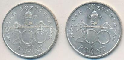 1993. 200Ft Ag "MNB" (2x) T:2,2-