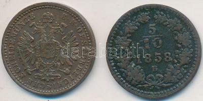 Vegyes: 1858-1885. 5/10kr Cu (2x) T:2-,3