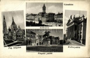 Szeged, Fogadalmi templom, Püspöki palota, városháza, Kultúrpalota (fa)