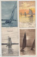 1900-1958 - 84 db régi képeslap balatoni vitorlásokkal; vegyes minőség, albumban / sailing boats on Lake Balaton, 84 postcards, mixed condition
