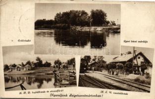 Szigetszentmárton vasútállomás, Gyuri bácsi csárdája, hajóállomás, Heim Gáspár kiadása (EB)