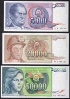 Jugoszlávia 1985-89. 5000D-1000.000D T:I, 2000.000D T:II+