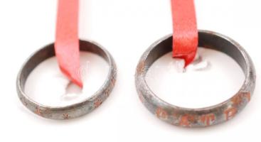 1914 2 db különböző "Pro patria 1914" feliratú vasgyűrű, méret:53, ill. 60. / 1914 2 different sized iron rings with "Pro patria 1914" inscription, size: 54 and 61.