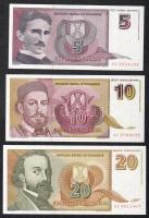 Jugoszlávia 1994-96. 5ND-100ND (5 klf) T:I