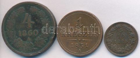 Ausztria 1851A 1kr Cu + 1860A 4kr Cu + 1885. 5/10kr Cu T:2,2-,3 Austria 1851A 1 Kreuzer Cu + 1860A 4 Kreuzer Cu + 1885. 5/10 Kreuzer Cu C:XF,VF,F