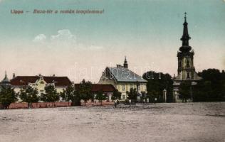 Lippa, Lipova; Búza tér, Román templom, kiadja Kerpel Izsó / square, Romanian church