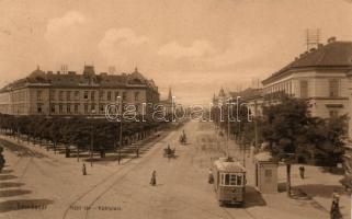 Temesvár, Küttl tér, villamos, Kőbányai Dreher Sörcsarnok / square, tram, beer hall