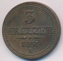 Ausztria 1851A 3kr Cu T:2- ph. Austria 1851A 3 Kreuzer Cu C:VF edge error