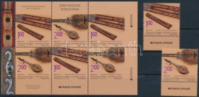 Europa CEPT Musical Instruments margin set + stamp-booklet sheet, Europa CEPT Hangszerek ívszéli sor + füzetlap