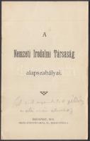 1910 A nemzeti Irodalmi Társaság alapszabályai. Bp., 1910, Mezei. pp.:12