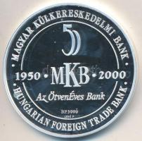 Lebó Ferenc (1960-) 2000. "50 éves az MKB / A legnagyobb magyar - Széchenyi István" Ag emlékérem eredeti tokban (31,19/0.999/42,5mm) T:PP