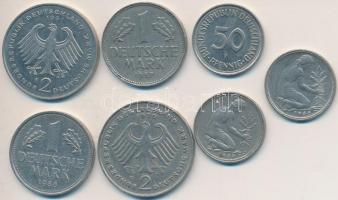 NSZK 1957-1991. 50pf-2M (7xklf) T:2,2-
FRG 1957-1991. 50 Pfennig - 2 Mark (7xdiff) C:XF,VF