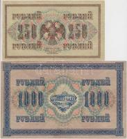 Orosz Birodalom 1917. 250R + 1000R T:III
Russian Empire 1917. 250 Rubles + 1000 Rubles C:F