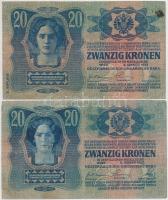 1902. 1000K + 1912. 100K + 1913. 20K (2xklf) I. és II. kiadás, mindegyiken szerb felülbélyegzés T:II...