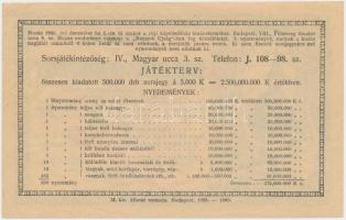 Budapest 1925. "Kápolna sorsjegy" 5000K értékű sorsjegy T:I-