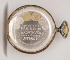 Intact ezüst(Ag) zsebóra, másodpercmutatóval, üveglapja hiányzik, jelzett, br: 100,6 g