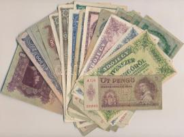 30db-os vegyes magyar pengő, adópengő és forint bankjegy tétel, közte 1930. 20P T:vegyes