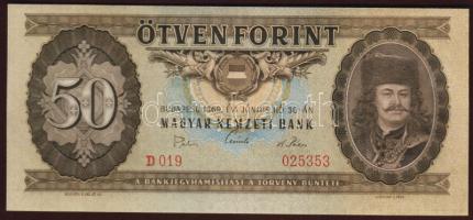 1969. 50Ft mindkét oldalon extrém felfelé csúszott nyomat T:I