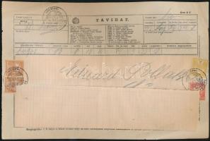 1901-1902 2 db távirat(Zsombolya és Mehadia bélyegzéssel)