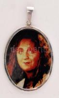 Ezüst(Ag) foglalatos zománc medál Zámbó Jimmy arcképével, jelzés nélkül, br: 15,5 g