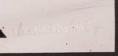 Madaras László: Új Ikarus. Linó, papír, jelzett, gyűrött, kisebb szakadásokkal, 70×40 cm