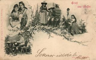 Gruss aus Aussee! / Austrian folklore, floral (Rb)