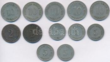 Német Birodalom 1876-1913. 2pf-10pf (12xklf) T:vegyes German Empire 1874-1921. 2 Pfennig - 10 Pfennig (12xdiff) C:mixed