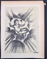 Ruzicskay György (1896-1993): Gyermek. Algrafia, papír, jelzett az algrafián, 24,5×18,5 cm