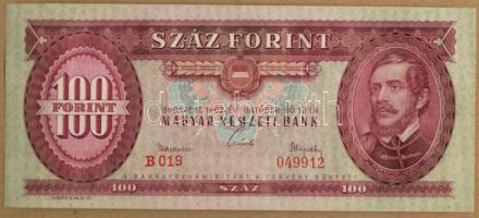 1962. 100Ft előlapon ferdén nyomva T:I