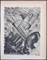 Ruzicskay György (1896-1993): Sugarak. Algrafia, papír, jelzett az algrafián, 24,5×18,5 cm