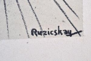 Ruzicskay György (1896-1993): Sugarak. Algrafia, papír, jelzett az algrafián, 24,5×18,5 cm