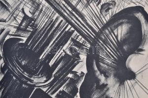 Ruzicskay György (1896-1993): Sugarak. Algrafia, papír, jelzett az algrafián, 24,5×18,5 cm