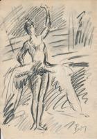 BM jelzéssel: Táncoslány. Szén, papír, sarkain apró hiányokkal, 30x21 cm