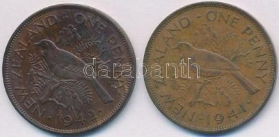 Új-Zéland 1941. 1P Br + 1942. 1P Br "VI. György"  T:2,2-
New Zealand 1941. 1 Penny Br + 1...